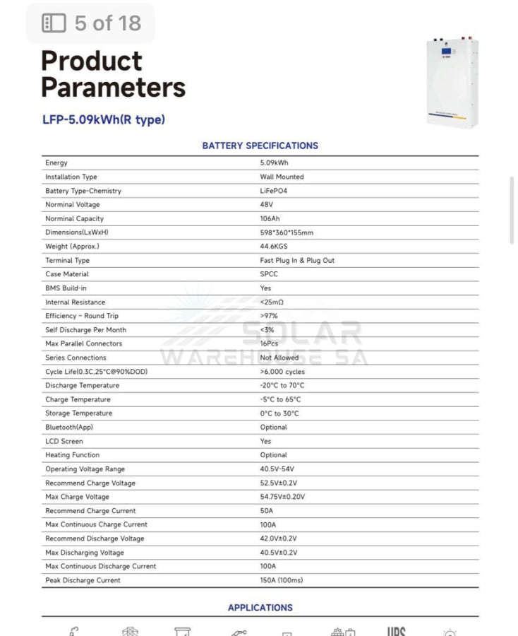 SVOLT 48V 106Ah 5.09 kWh A-Grade Wall Mount Lithium Battery
