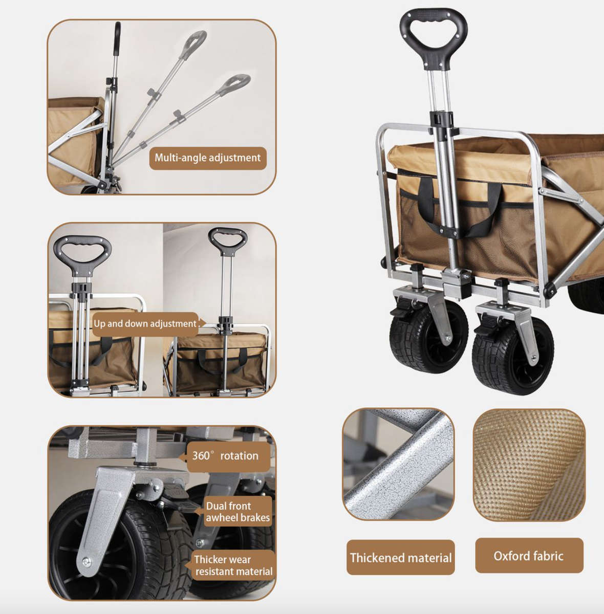 Collapsible beach trolley Campground Folding Utility Wagon With brake-4x4