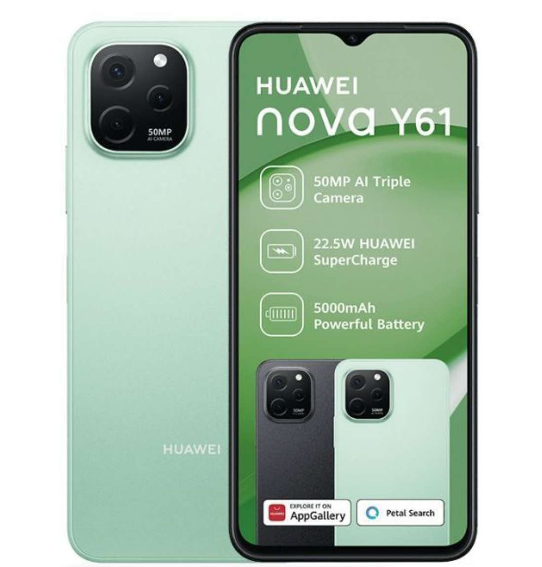 Huawei Nova Y61 64GB LTE Dual Sim - Mint Green (New, open-box item)