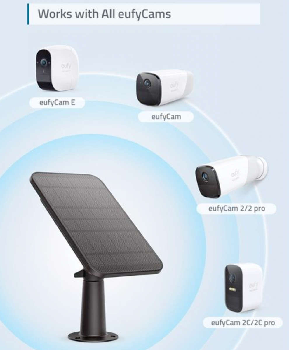 Eufy Solar Panel Charger For eufyCam - Black