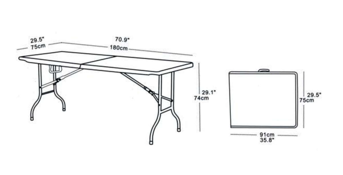 Fine Living 1.8m Folding Table - White