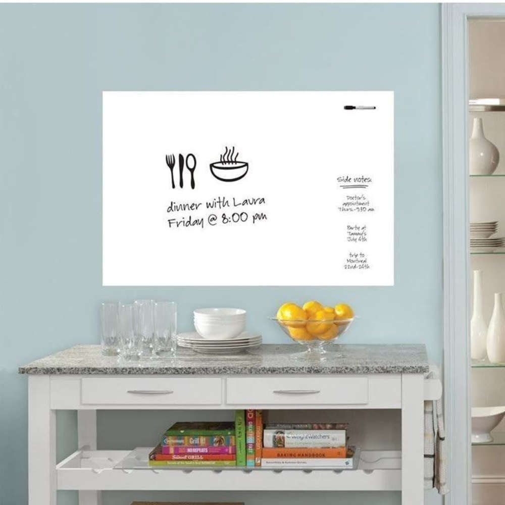 2M Self-Adhesive Whiteboard Wallpaper - 45x200cm Vinyl with Free Dry Marker