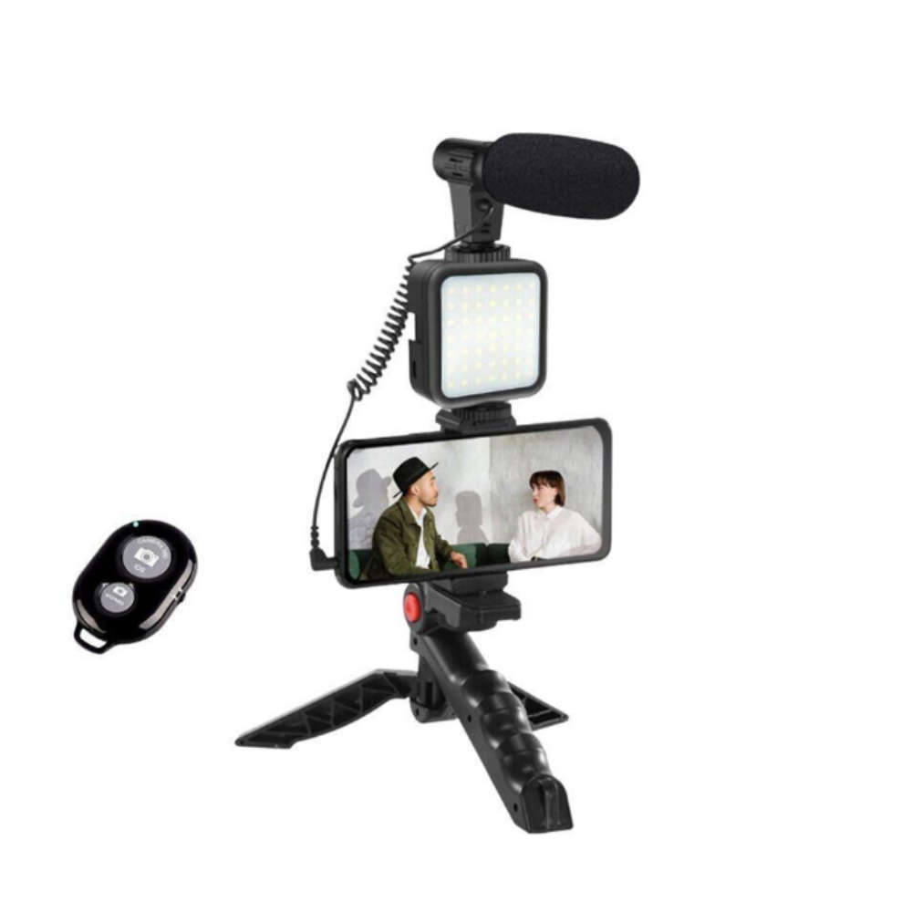Complete Video-Making Kit - LED Light, Microphone, Tripod & Remote for Smartphones