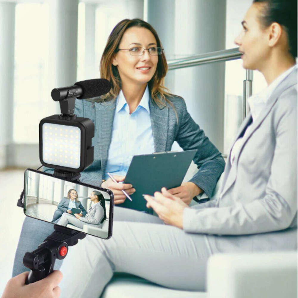 Complete Video-Making Kit - LED Light, Microphone, Tripod & Remote for Smartphones
