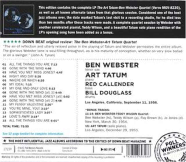 Ben Webster / Art Tatum - Ben Webster & Art Tatum Quartet (CD) (US Import)