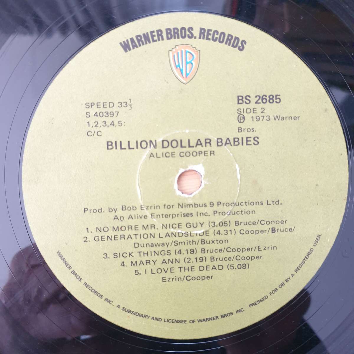 Alice Cooper  Billion Dollar Babies - Vinyl LP Record - Very-Good- Quality (VG-) (minus)
