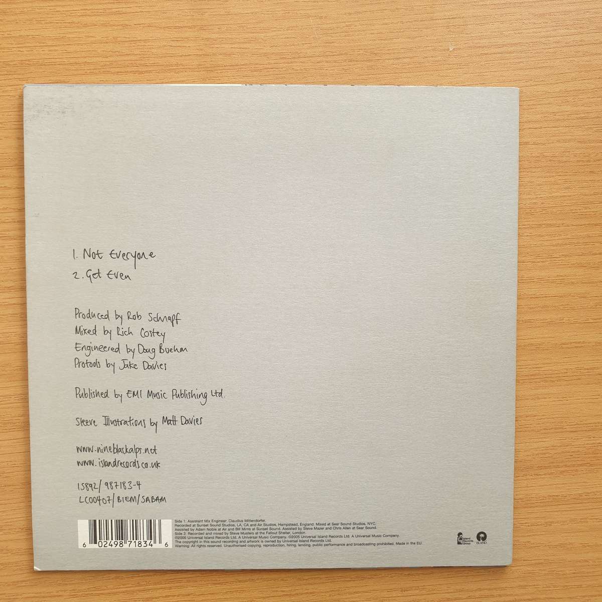 Nine Black Alps  Not Everyone/Get Even - Red Vinyl - Vinyl 7" Record - Very-Good+ Quality (VG+...