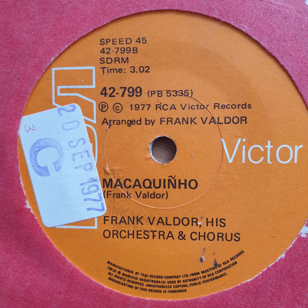 Frank Valdor, His Orchestra & Chorus  Massa Massa / Macaquiñho - Vinyl 7" Record - Very-Good+...