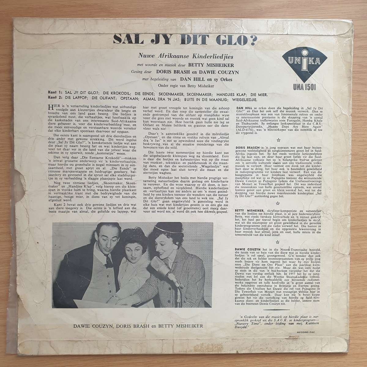 Sal jy dit glo - Dawie Couzyn, Doris Brash, Betty Misheiker - Vinyl LP Record - Good+ Quality (G+...