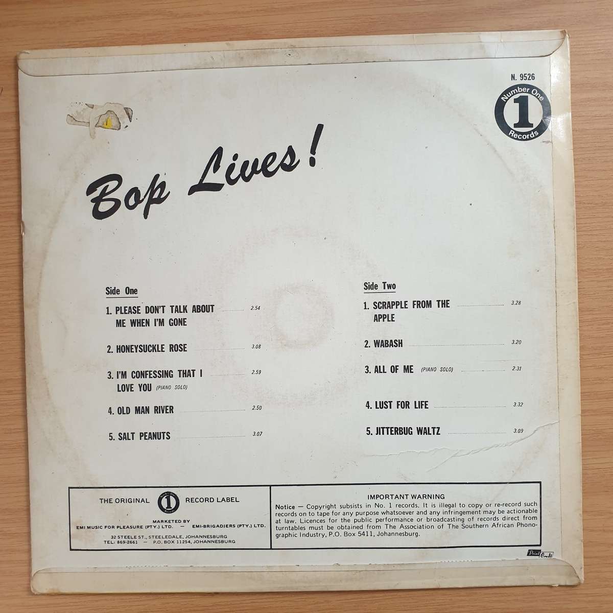 Bop Jazz Lives  Vinyl LP Record - Very-Good Quality (VG) (verry)