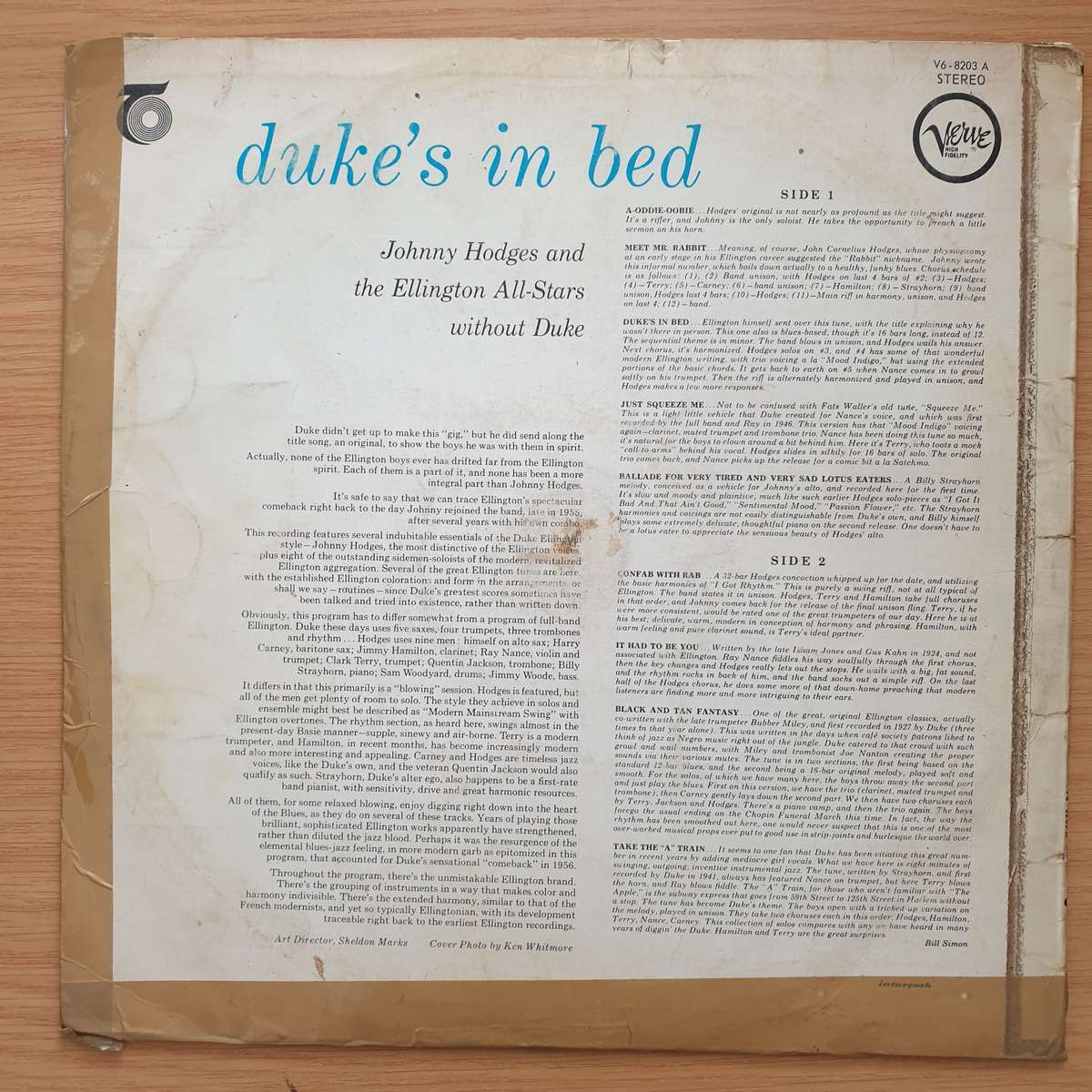 Johnny Hodges  Duke's In Bed- Vinyl LP Record - Good+ Quality (G+) (gplus)