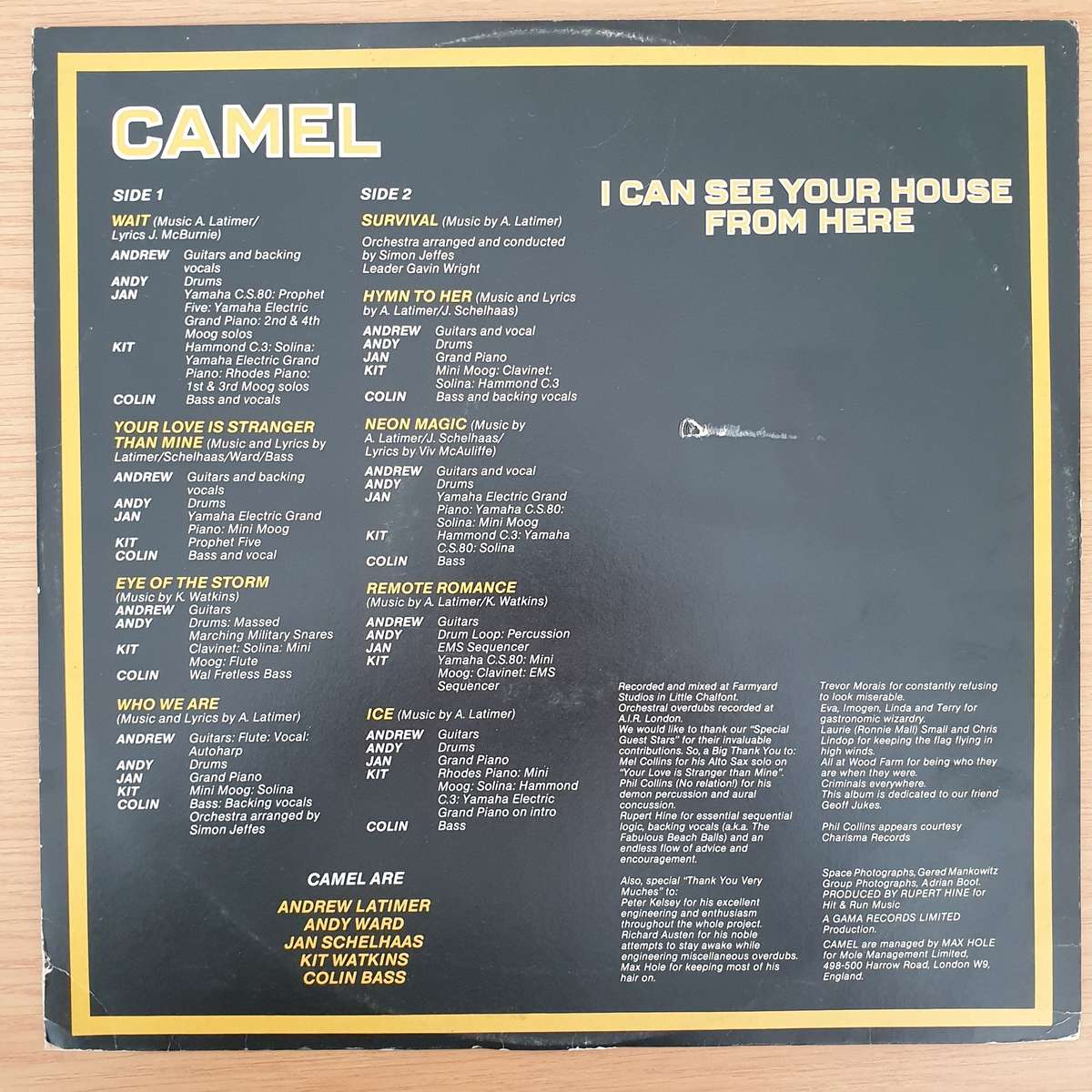 Camel  I Can See Your House From Here - Vinyl LP Record - Very-Good Quality (VG)  (verry)