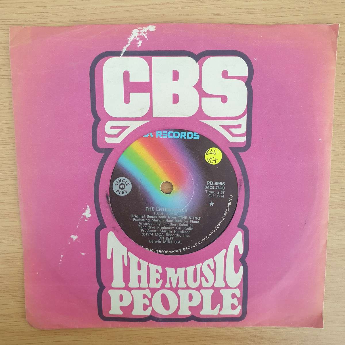 Marvin Hamlisch  The Entertainer - Vinyl 7" Record - Very-Good+ Quality (VG+) (verygoodplus7)