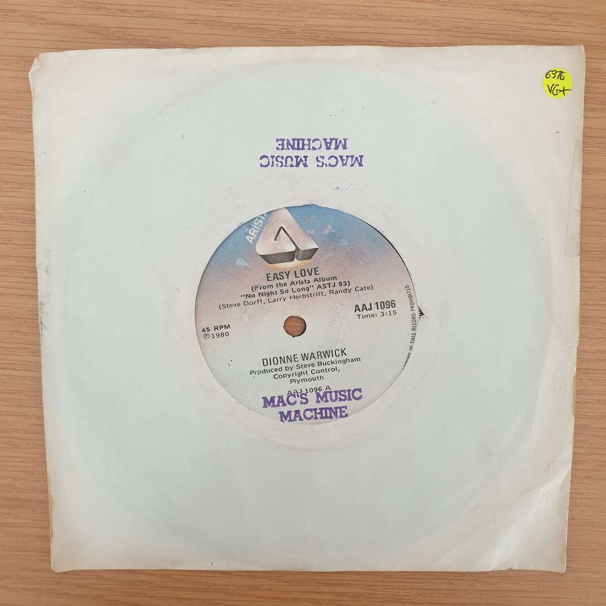 Dionne Warwicke - Easy Love - Vinyl 7" Record - Very-Good+ Quality (VG+) (verygoodplus7)