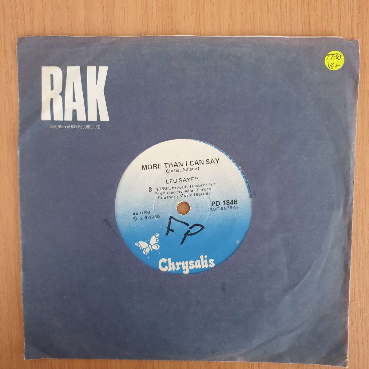 Leo Sayer  More Than I Can Say - 7" Record - Very-Good+ Quality (VG+) (verygoodplus7) (DLB)