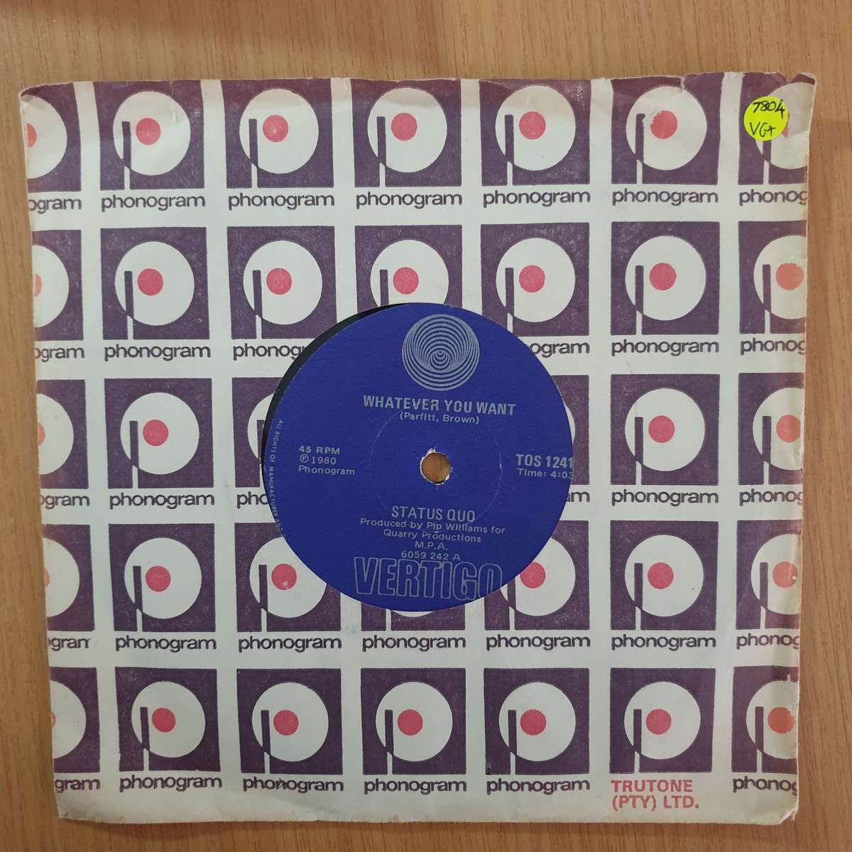 Status Quo  Whatever You Want - 7" Record - Very-Good+ Quality (VG+) (verygoodplus7) (DLB)