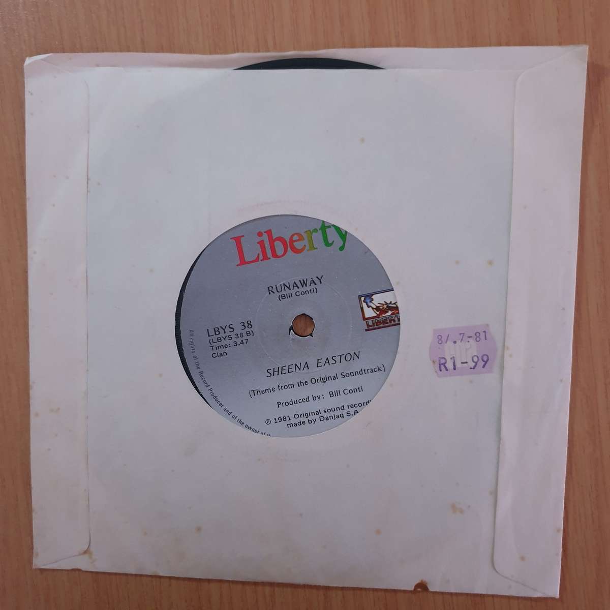 Sheena Easton  For Your Eyes Only - 7" Record - Very-Good+ Quality (VG+) (verygoodplus7) (DLB)