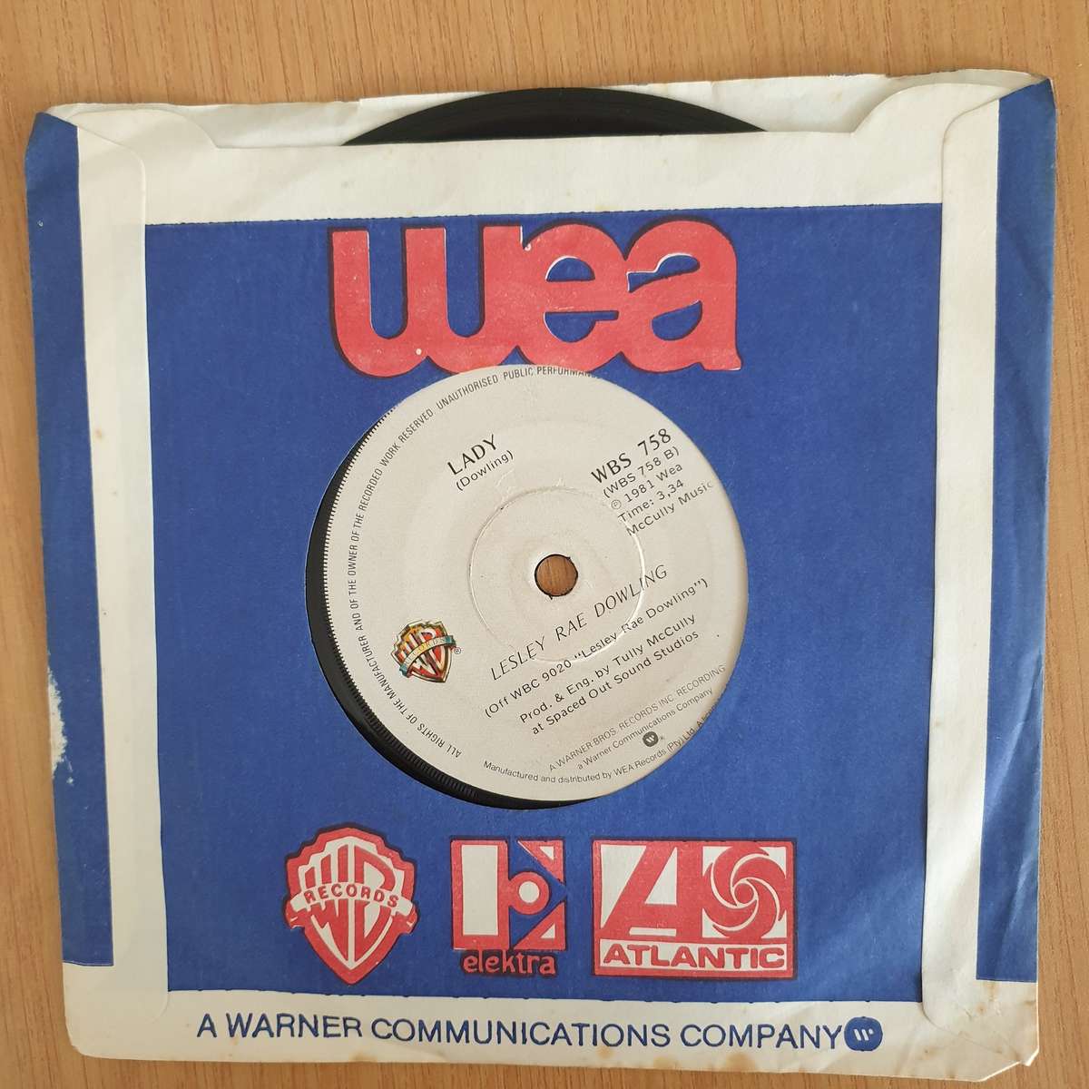 Lesley Rae Dowling  Grips of Emotion - 7" Record - Very-Good+ Quality (VG+) (verygoodplus7) (DLB)