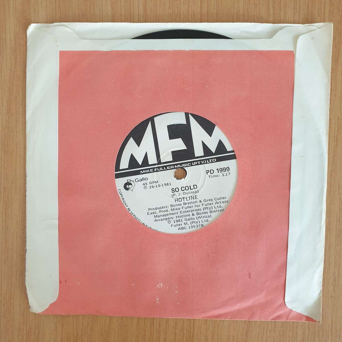 Hotline   You're So Good To Me / So Cold - 7" Record - Very-Good+ Quality (VG+) (verygoodplus7...