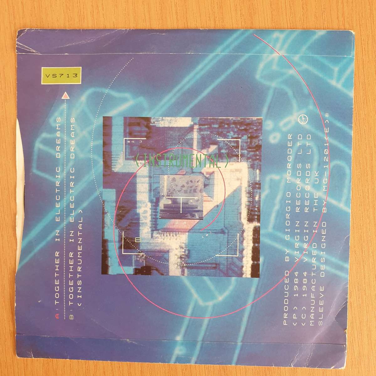 Giorgio Moroder With Philip Oakey  Together In Electric Dreams - Vinyl 7 Record  (VG+) (Aryeh)