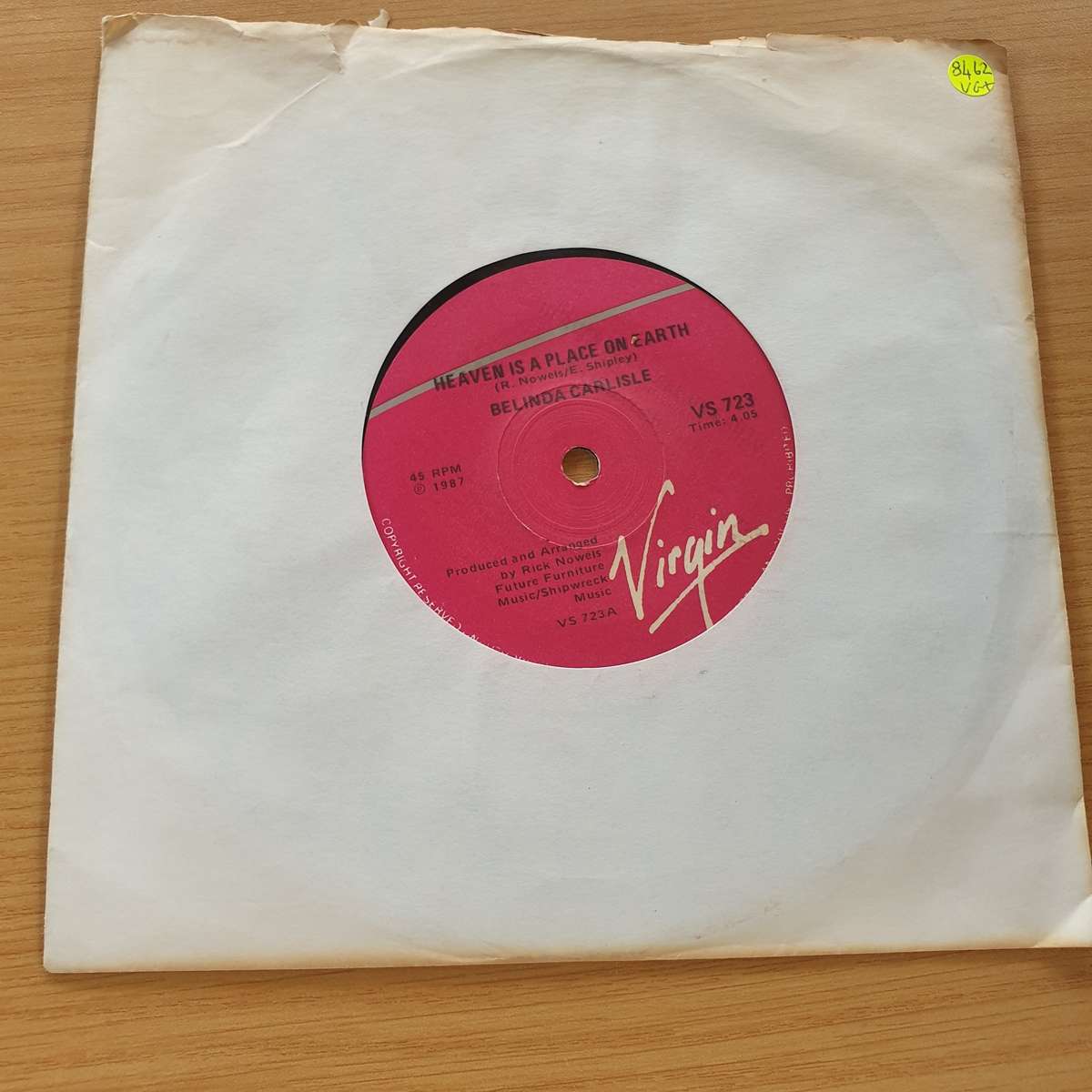 Belinda Carlisle  Heaven Is A Place On Earth - Vinyl 7" Record (VG+)