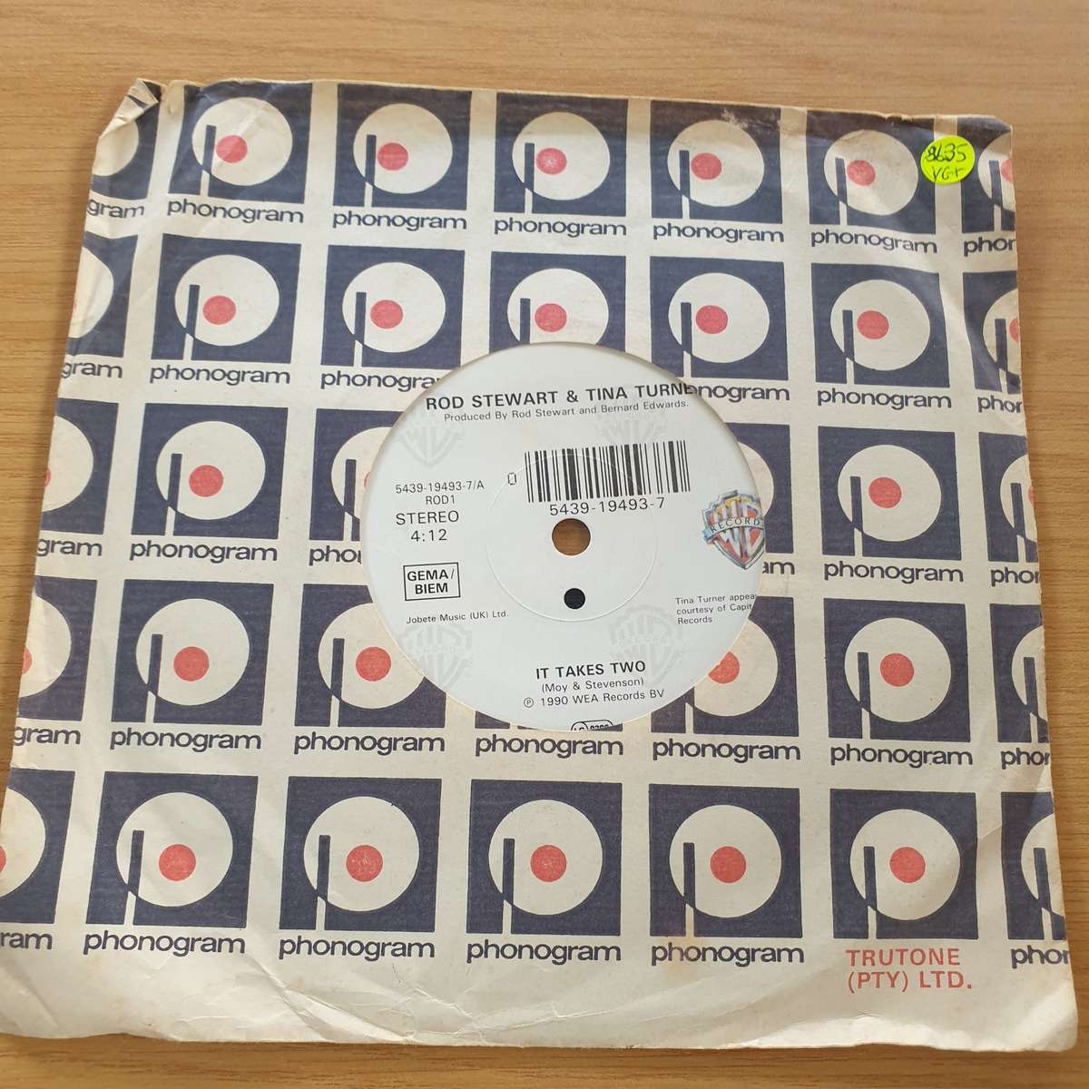 Rod Stewart & Tina Turner  It Takes Two - 7 Record (VG+)  (MWA)