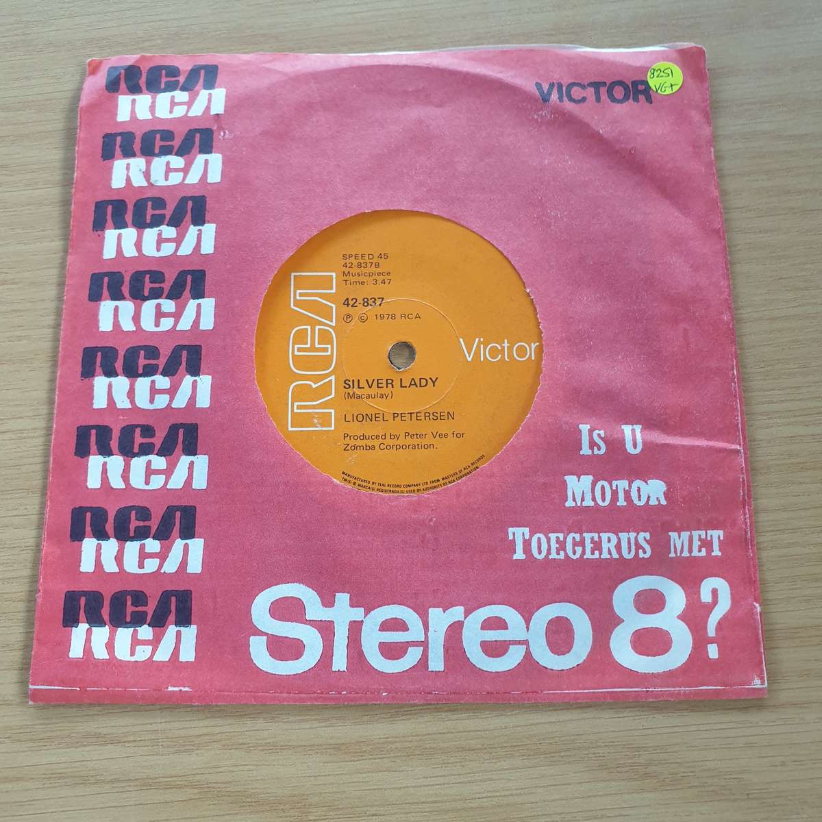 Lionel Peterson - Silver Lady - After Loving You-  7 Record (VG+)  (MWA)
