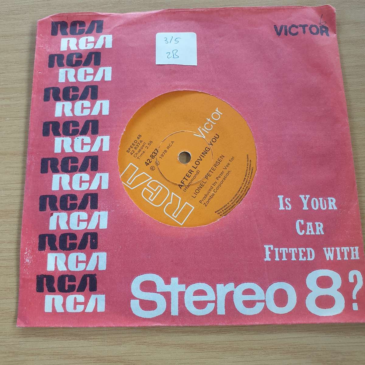 Lionel Peterson - Silver Lady - After Loving You-  7 Record (VG+)  (MWA)