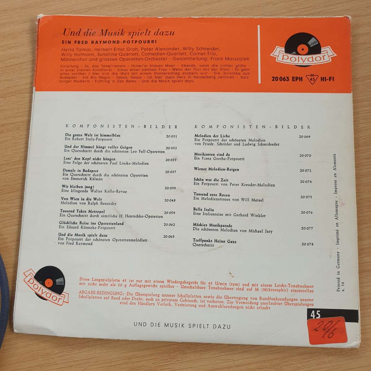 Und Die Musik Spiell - Ein Fred Raymond - POTPOURRI -  7 Record (VG+)  (MWA)