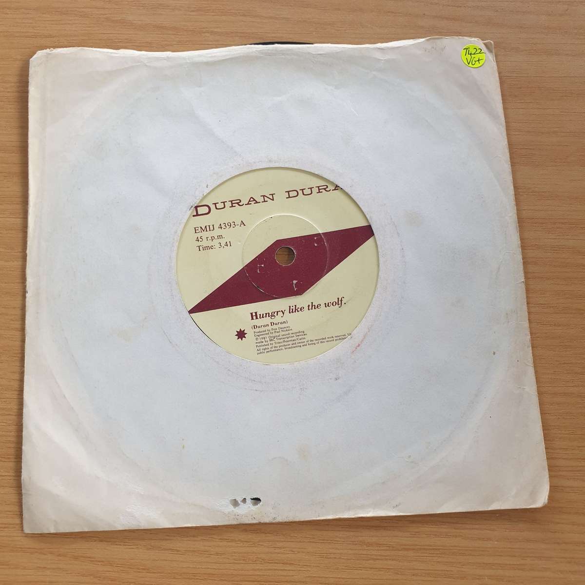 Duran Duran  Hungry Like The Wolf - Careless Memories (Live Version) - 7 Record (VG+)  (MWA)