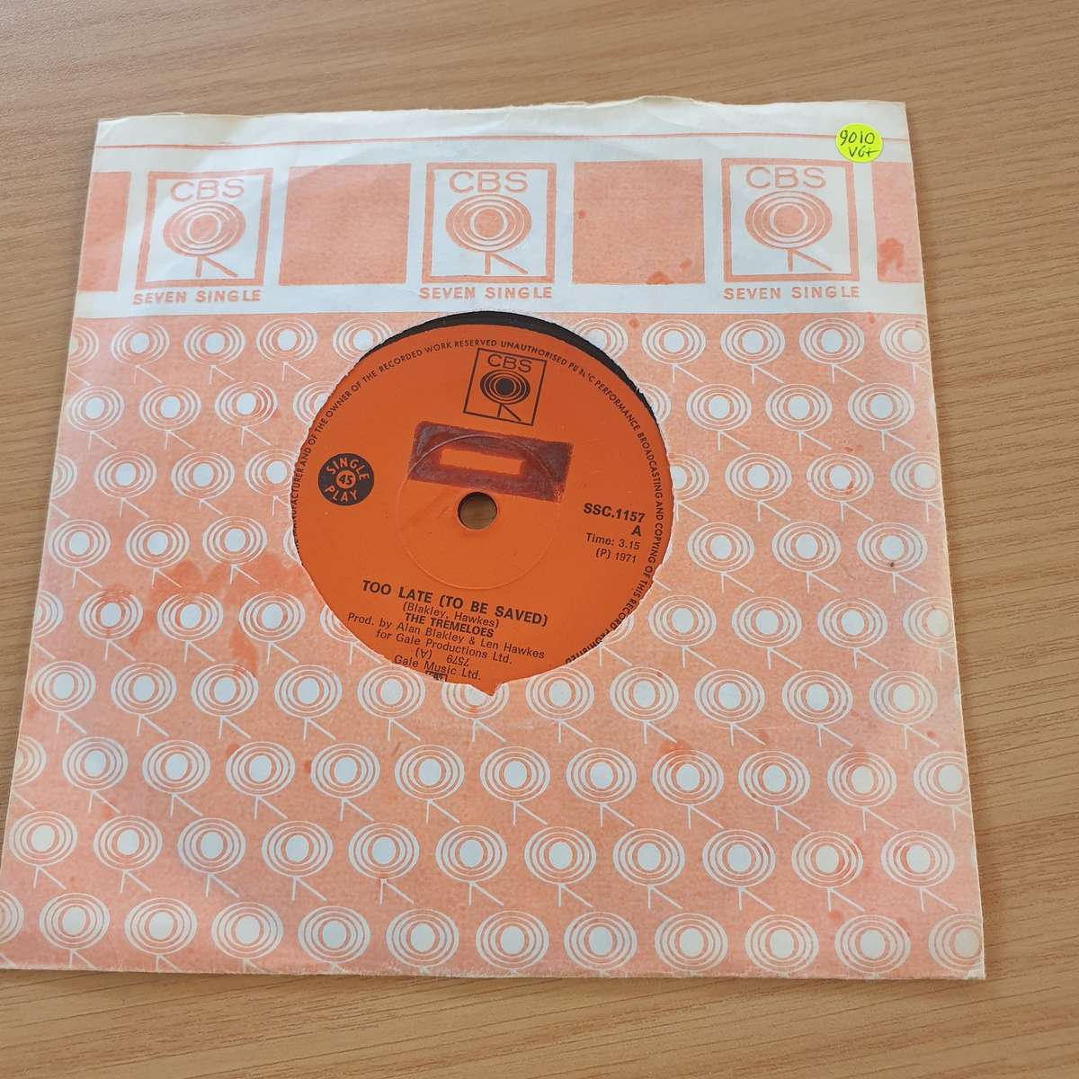 The Tremeloes  Too Late (To Be Saved) | Vinyl 7" Single | (VG+)