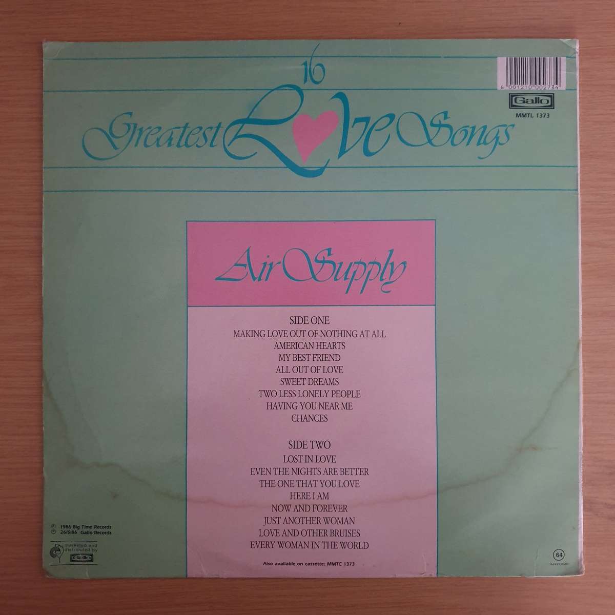 Air Supply  Greatest Love Songs  - Vinyl LP Record (VG)