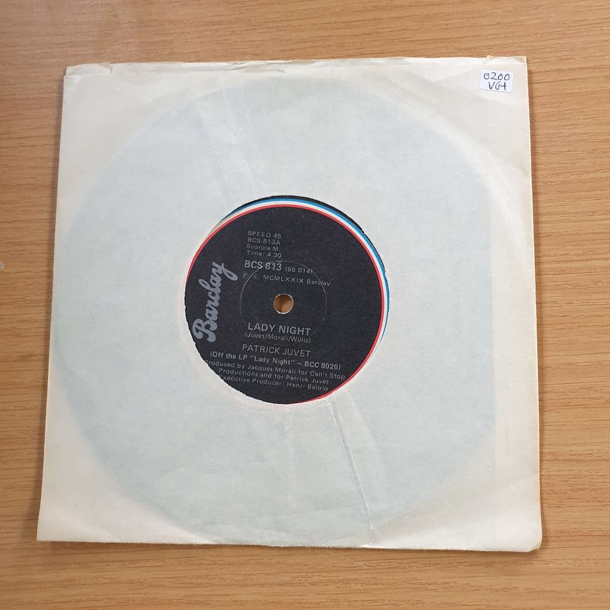 Patrick Juvet  Lady Night / Swiss Kiss | Vinyl 7" Single | (VG+)