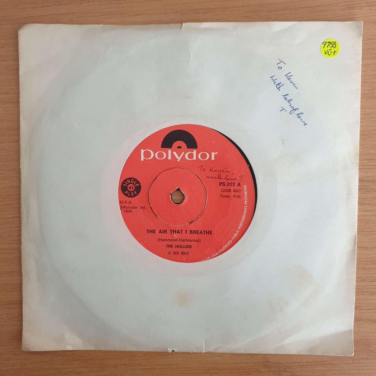 The Hollies  The Air That I Breathe | Vinyl 7" Single | (VG+)