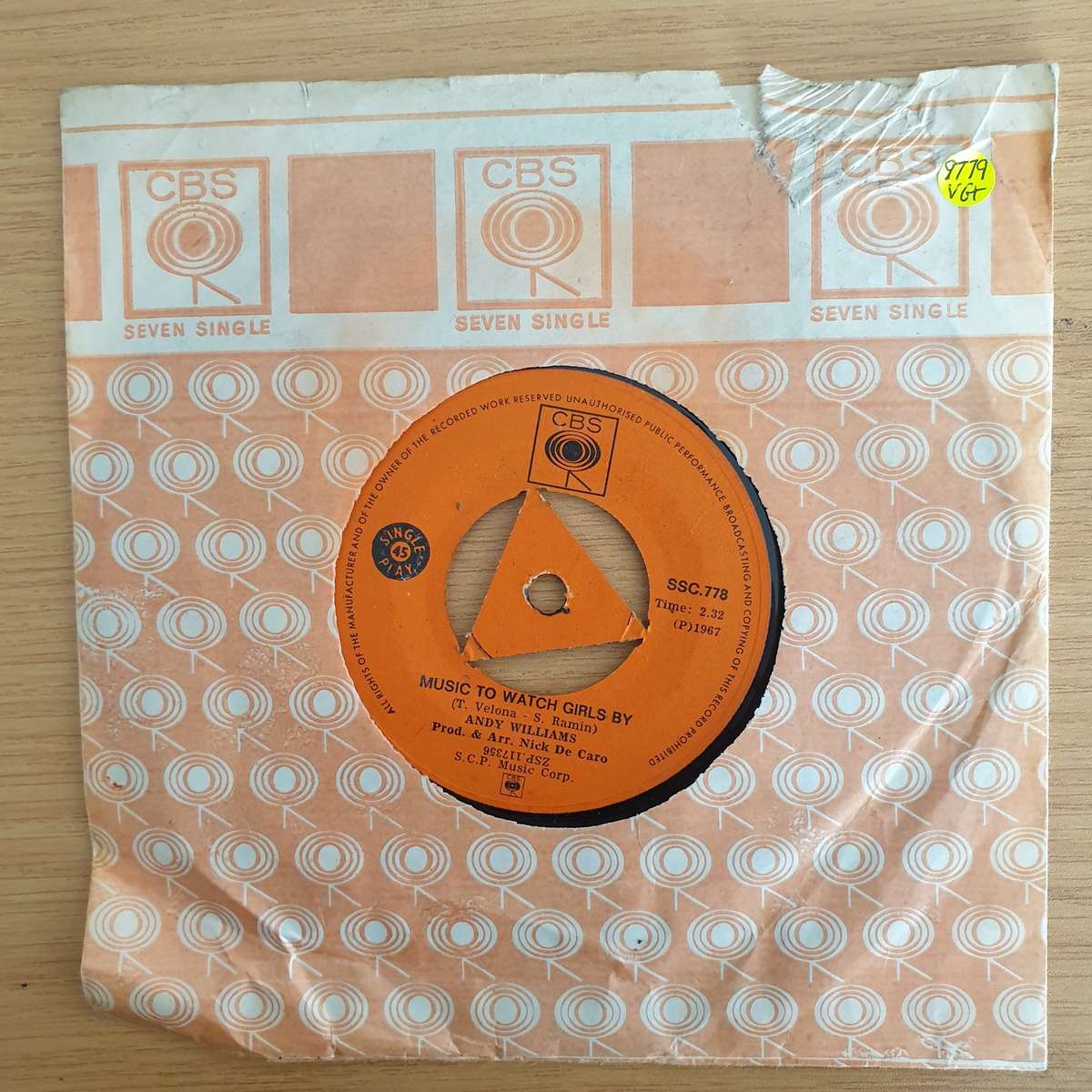 Andy Williams  Music To Watch Girls By | Vinyl 7" Single | (VG+)