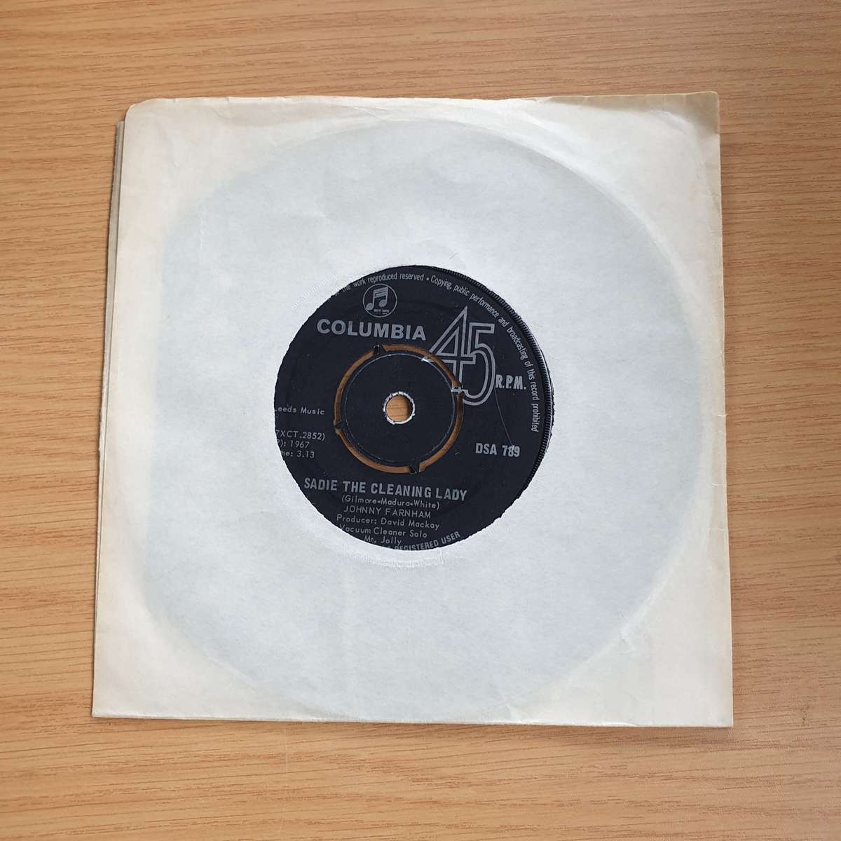 Johnny Farnham  Sadie (The Cleaning Lady) | Vinyl 7" Single | (VG+)