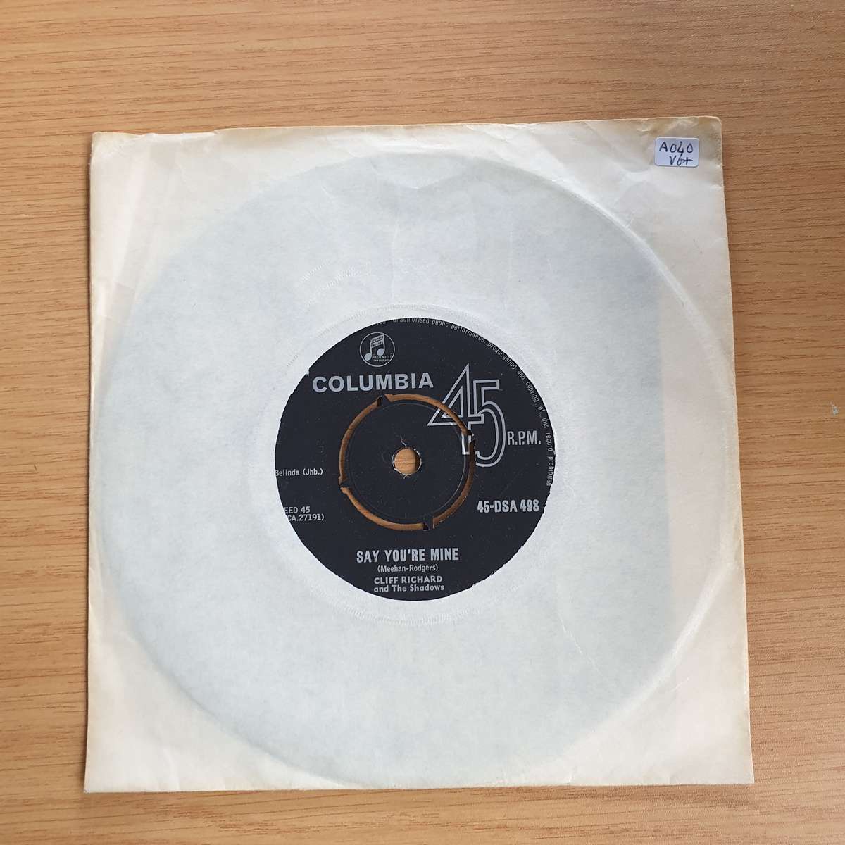 Cliff Richard & The Shadows  Don't Talk To Him | Vinyl 7" Single  | (VG+)
