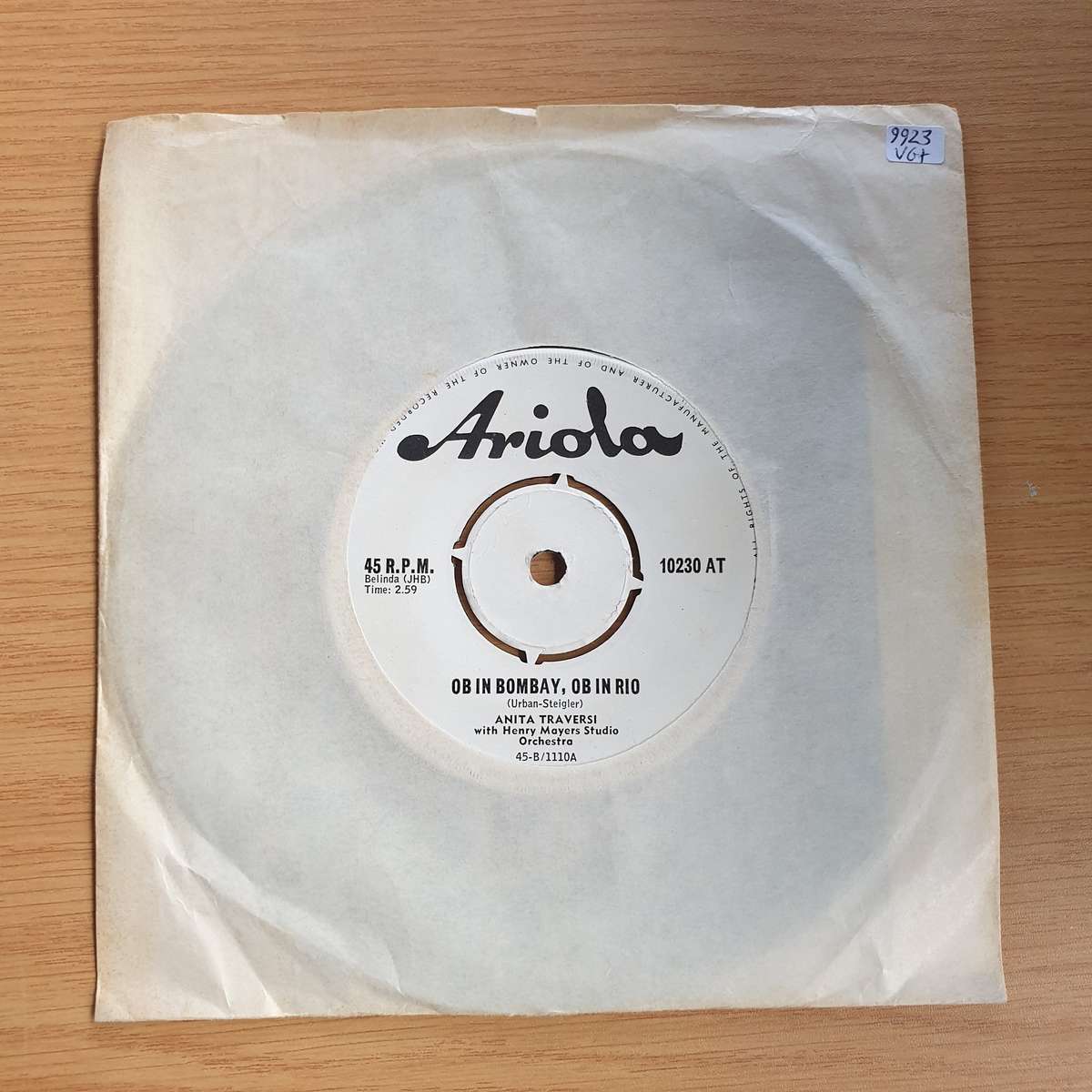 Anita Traversi  Ob In Bombay, Ob In Rio | Vinyl 7" Single | (VG+)