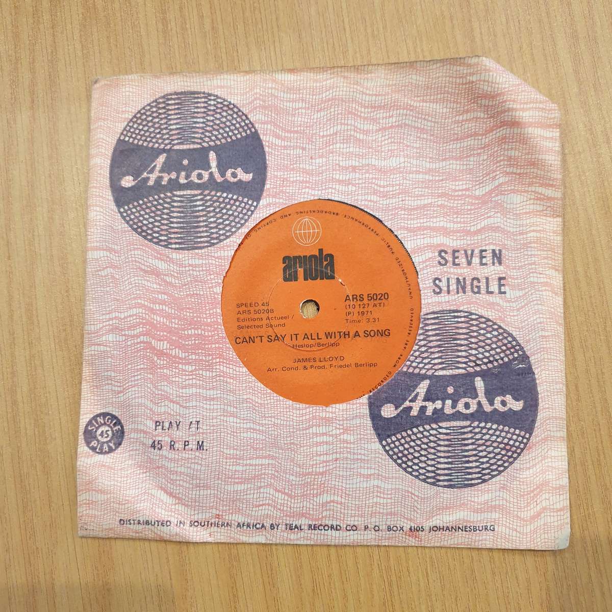 James Lloyd  Soobo-Soobo / Can't Say It All With A Song | Vinyl 7" Single | (VG+)
