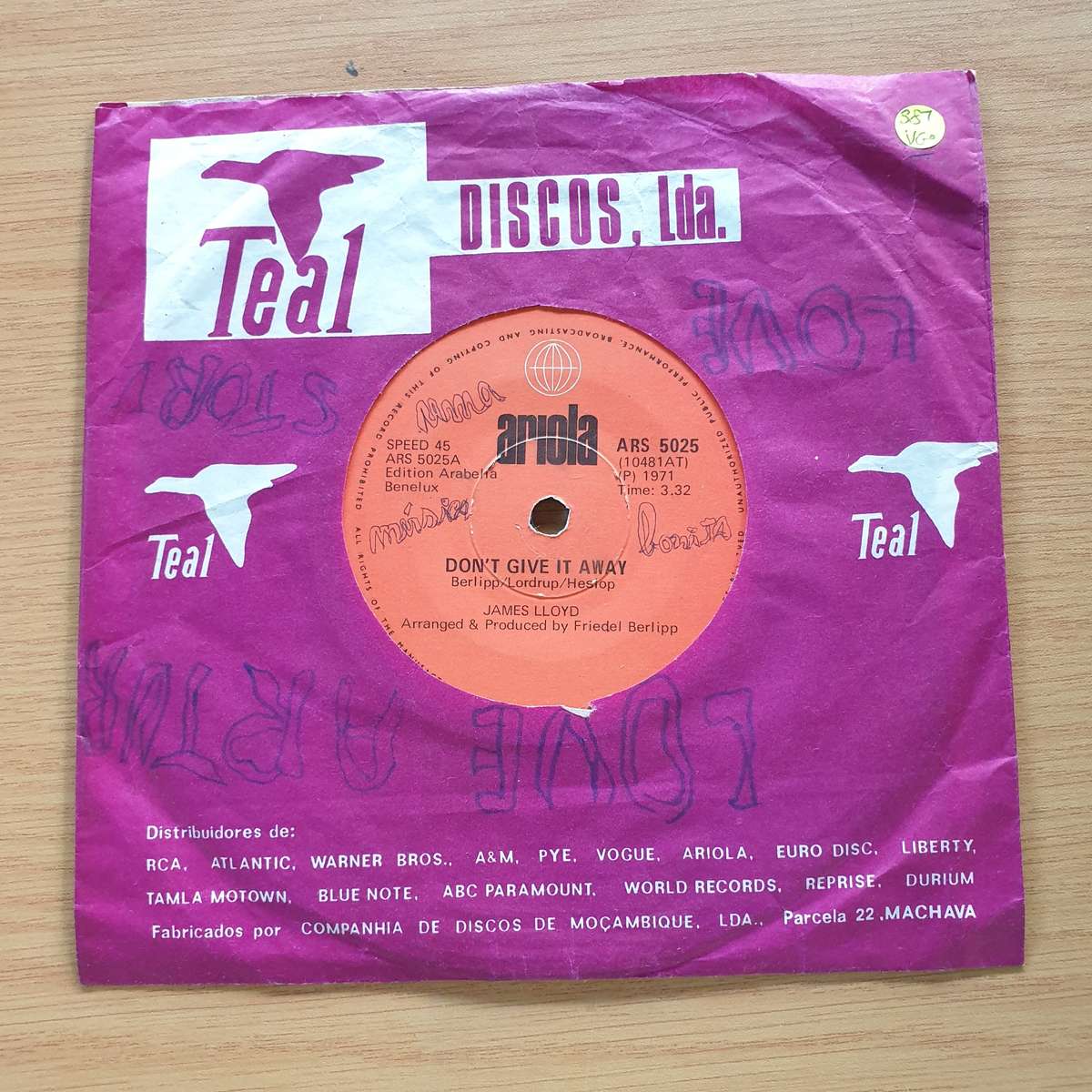 James Lloyd  Soobo-Soobo / Can't Say It All With A Song | Vinyl 7" Single | (VG)