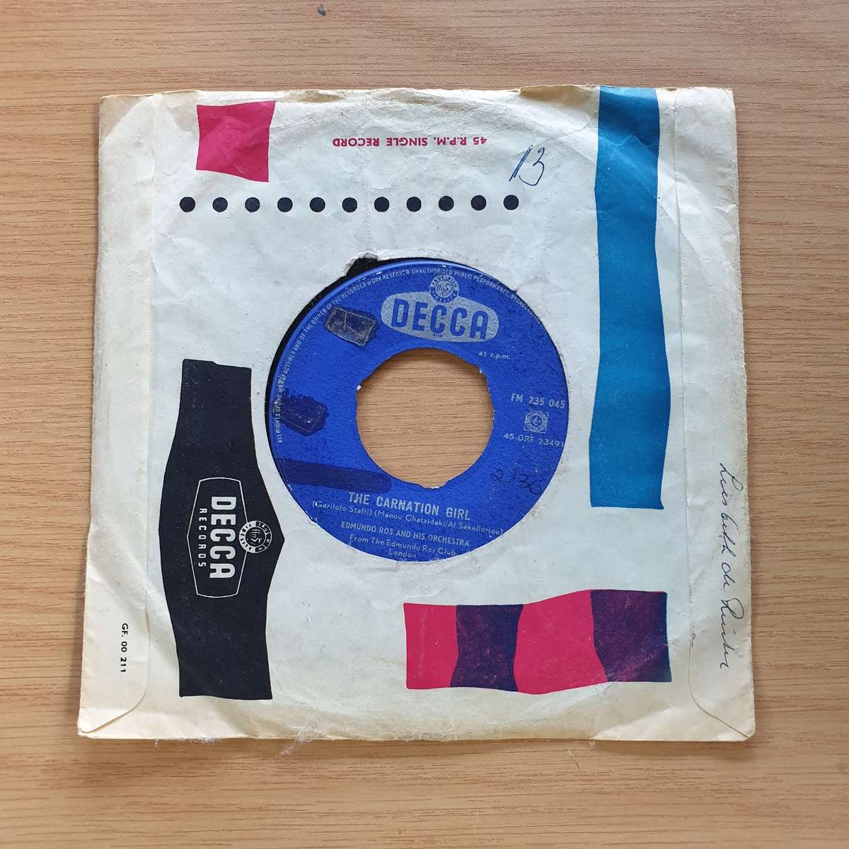 Edmundo Ros  The Carnation Girl | Vinyl 7" Single | (VG)
