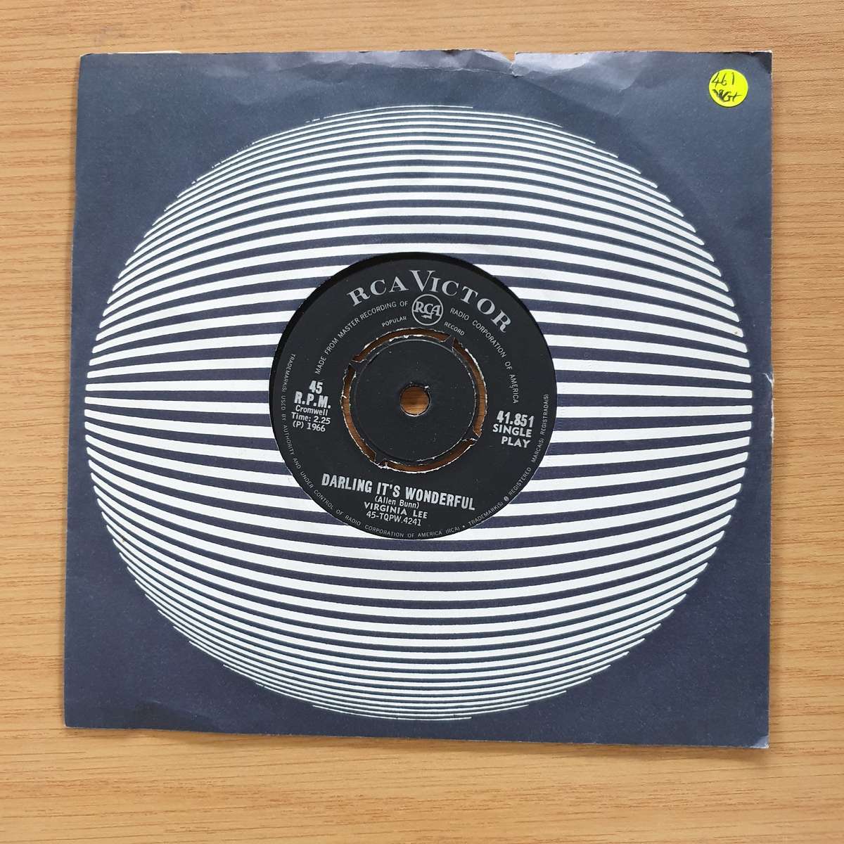 Virginia Lee - Darling It's Wonderful / When The Sun Says Good Day | Vinyl 7" Single | (VG+)