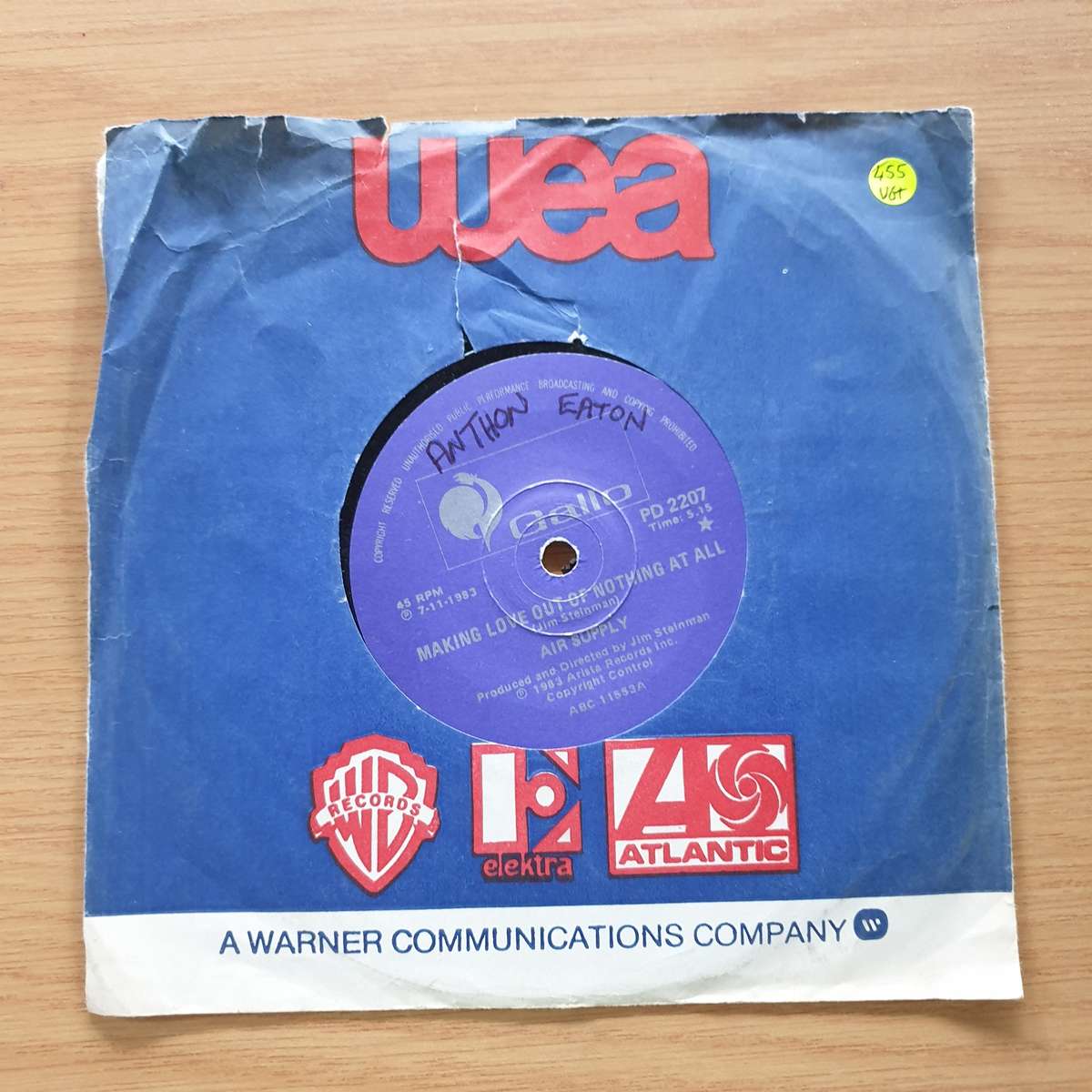 Air Supply  Making Love Out Of Nothing At All | Vinyl 7" Single | (VG+)