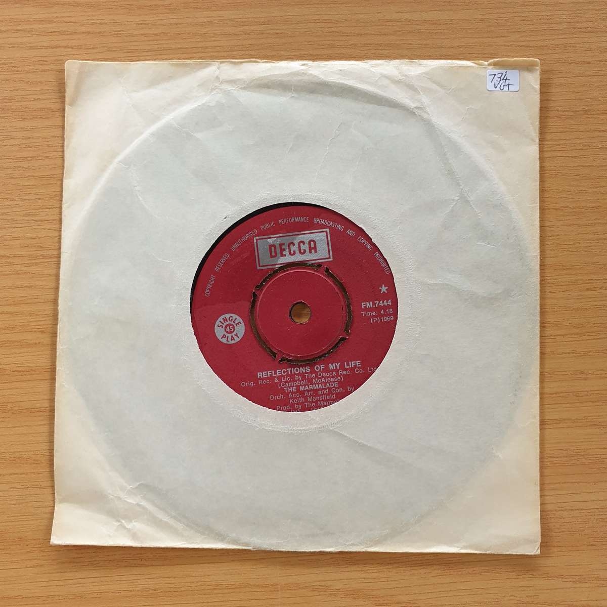 The Marmalade  Reflections Of My Life | Vinyl 7" Single | (VG+)
