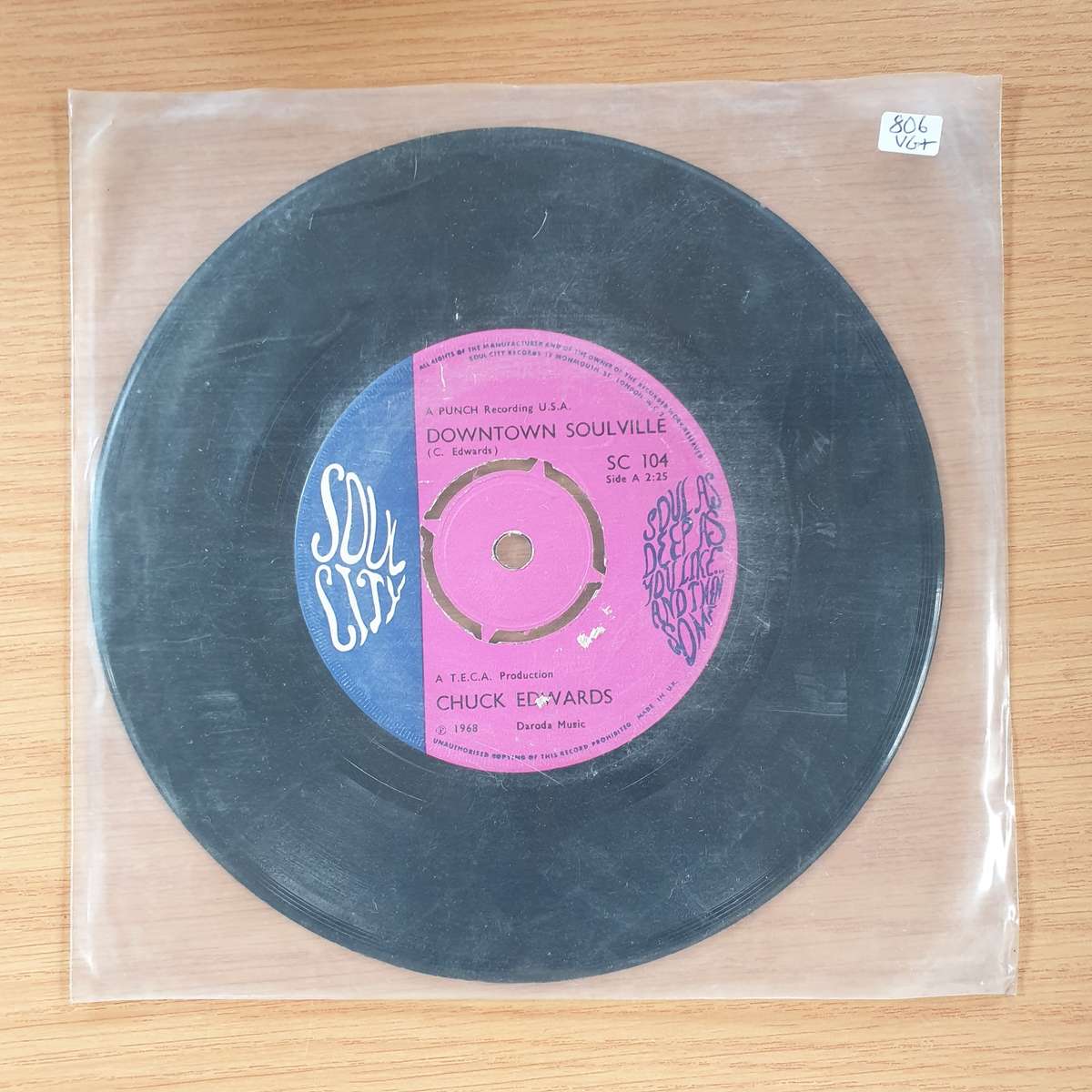 Chuck Edwards  I Need You / Downtown Soulville | Vinyl 7" Single | (VG+)