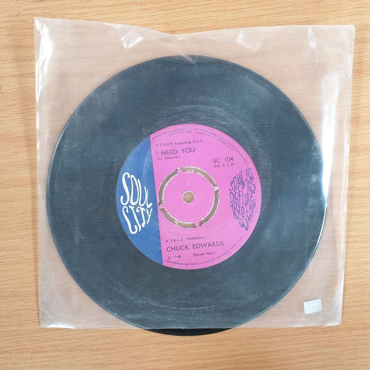 Chuck Edwards  I Need You / Downtown Soulville | Vinyl 7" Single | (VG+)