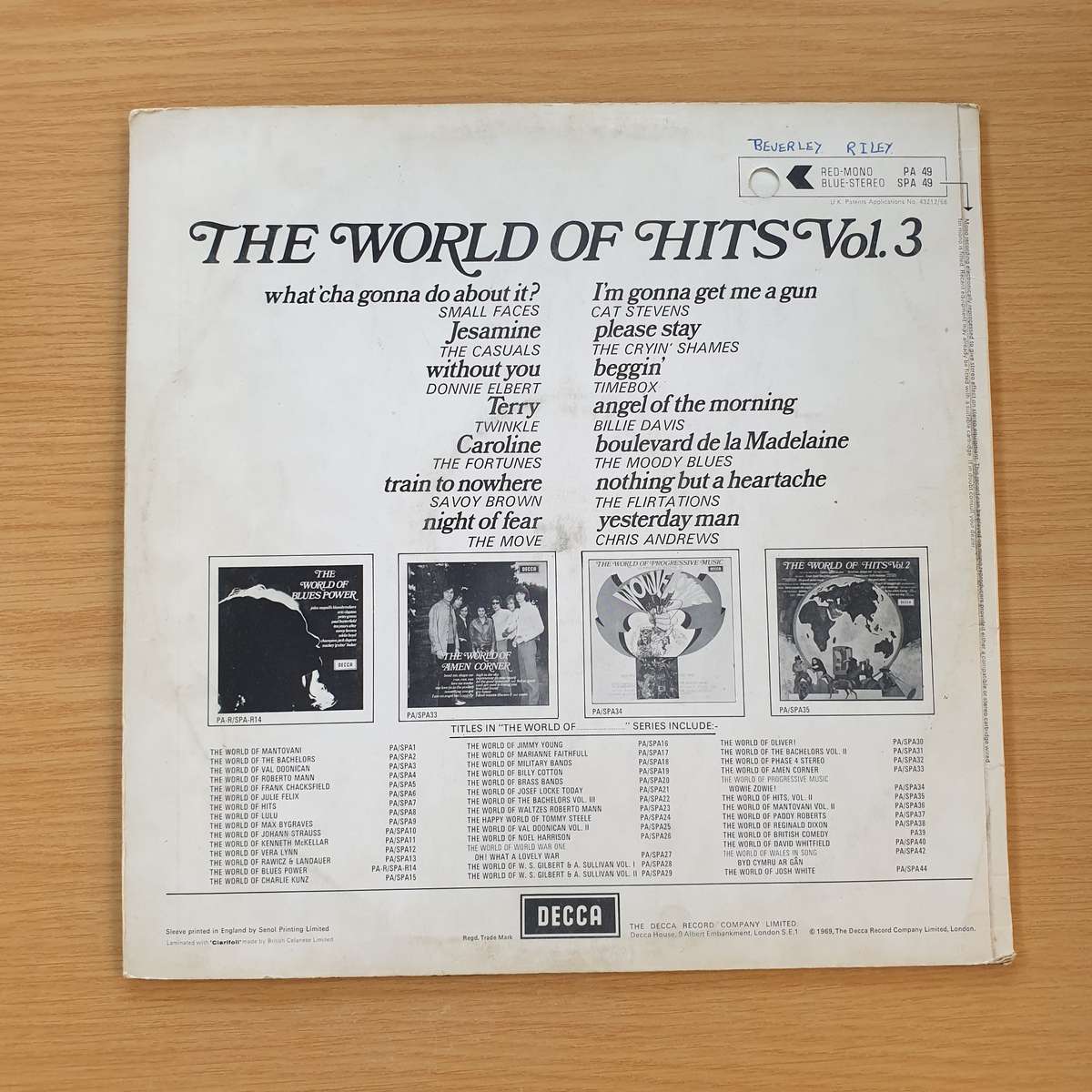 The World of Hits Vol. 3  Various Artists  Vinyl LP Record (VG+)