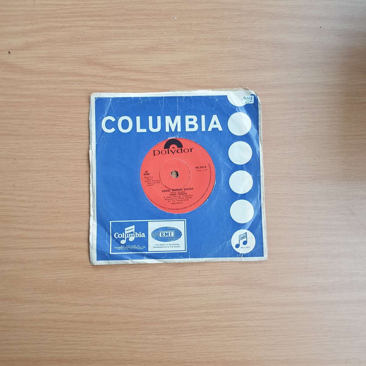 Timmy Thomas  Sweet Brown Sugar / Let Me Be Your Eyes | Vinyl 7" Single | (VG+) (ANLL)