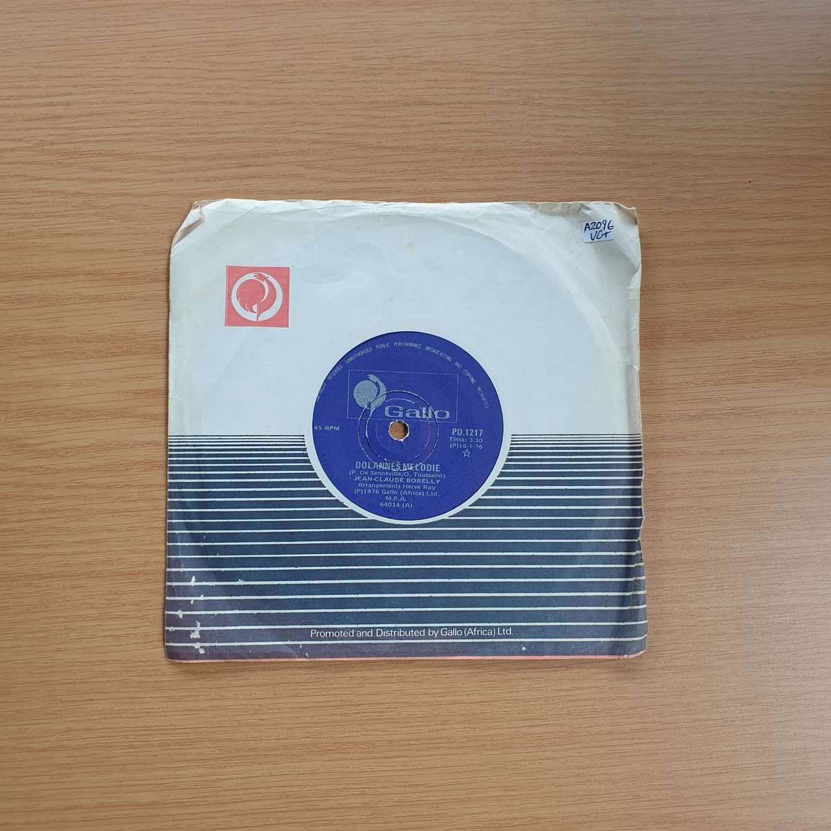 Jean-Claude Borelly And His Orchestra  Dolannes Melodie | Vinyl 7" Single | (VG+)
