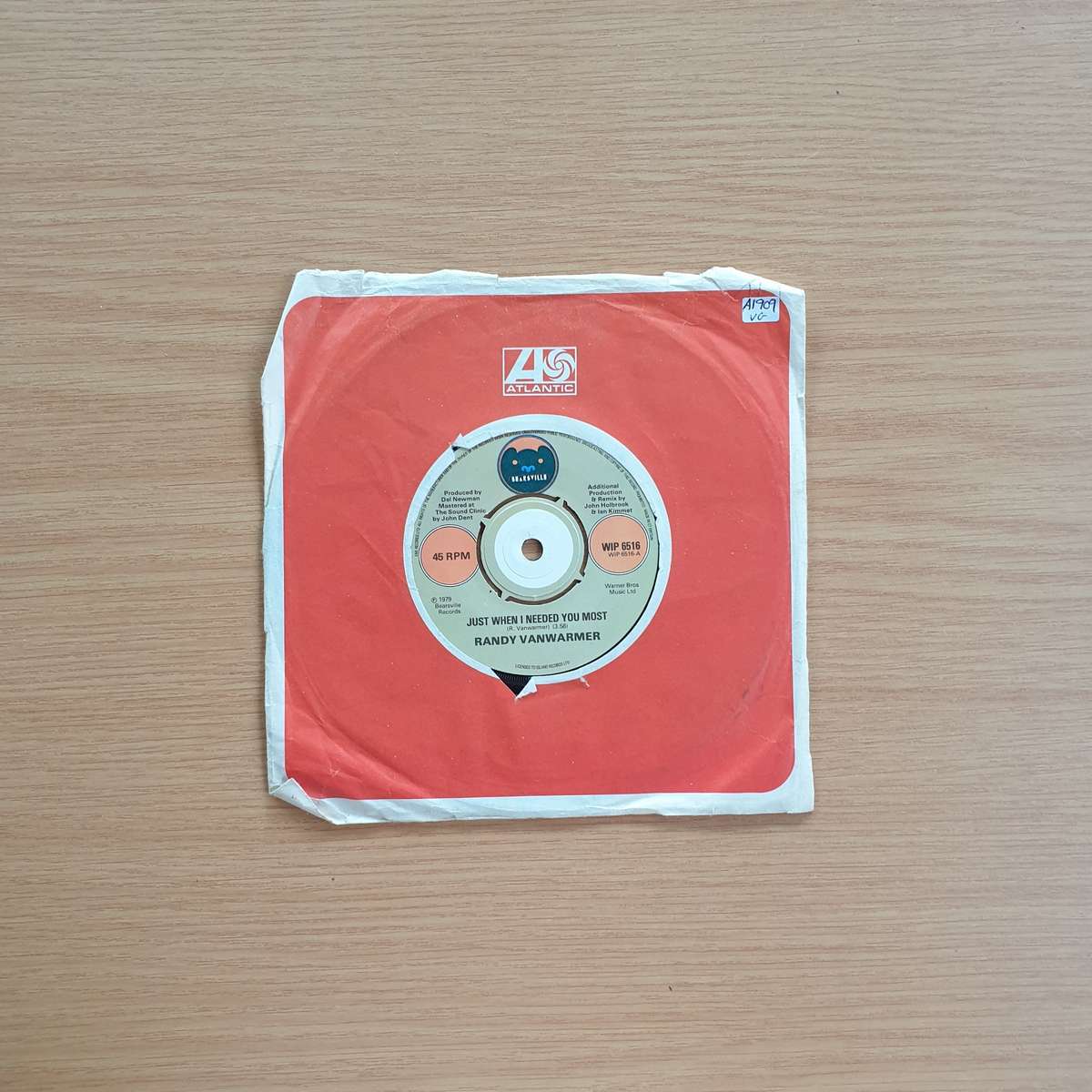 Randy Vanwarmer  Just When I Needed You Most | Vinyl 7" Single | (VG)